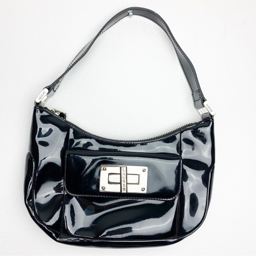 VTG RALPH LAUREN 90s y2k black patent leather purse handbag small